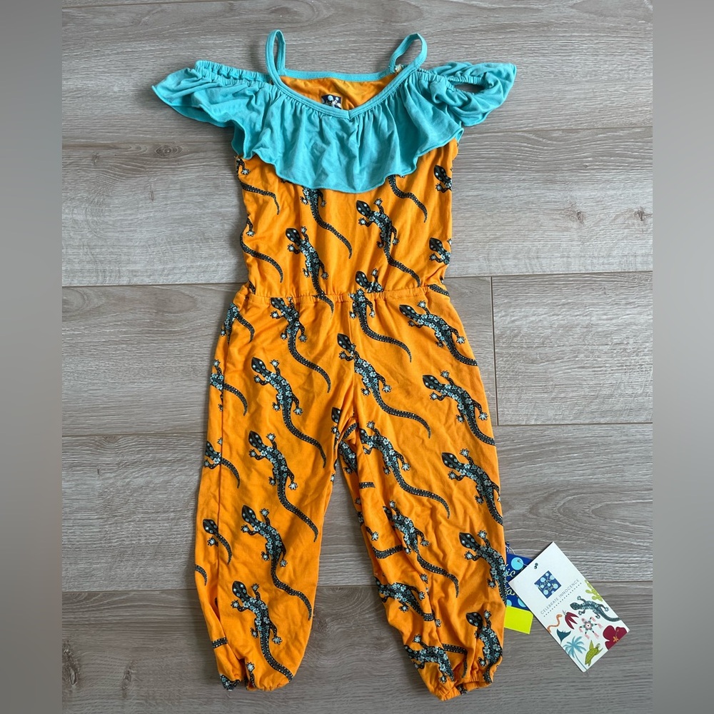 Kickee Pants Jumper, Apricot Bead Lizard Print, 18-24 Mo
